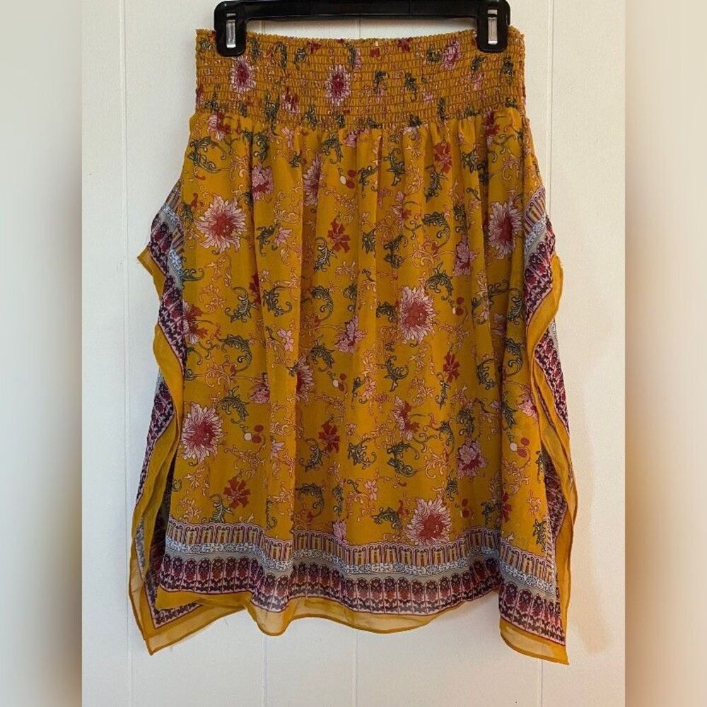 Skirt Women’s Small Orange Multicolor Floral Kerchief Skort Boho Hippie Lined